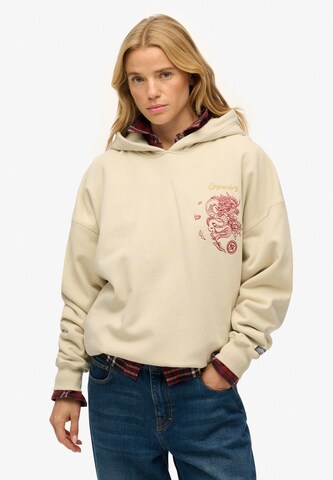Superdry Sweatshirt 'Tokyo Narrative ' in Beige: voorkant