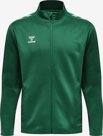 Hummel Athletic Zip-Up Hoodie 'CORE XK POLY' in Green: front
