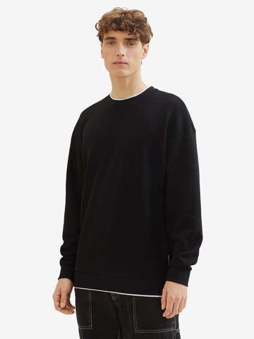 Sweat-shirt TOM TAILOR DENIM en noir : devant