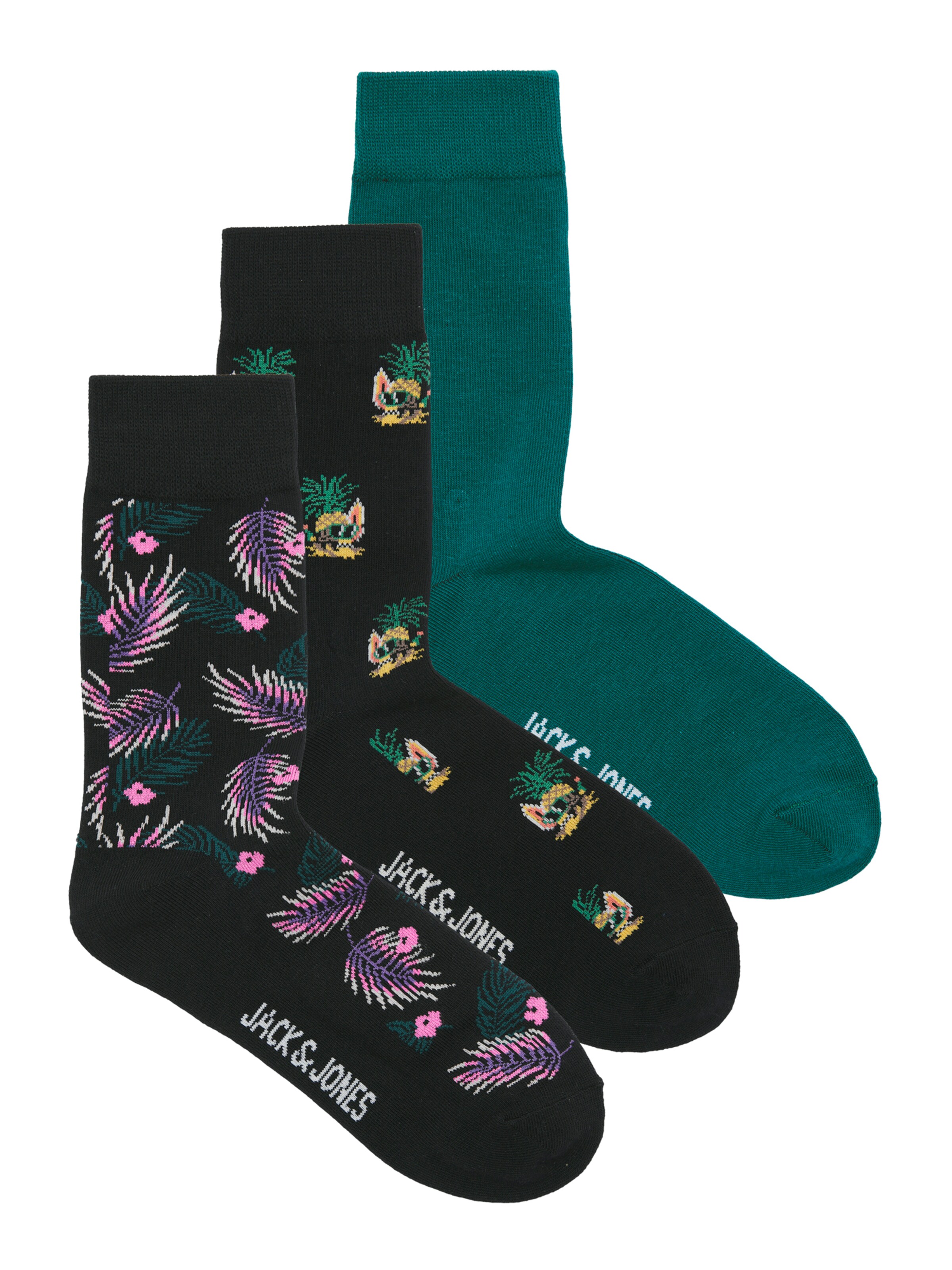 JACK & JONES Κάλτσες 'JACPINEAPPLE' σε κίτρινο / σμαραγδί / ρόδινο / μαύρο, Άποψη προϊόντος