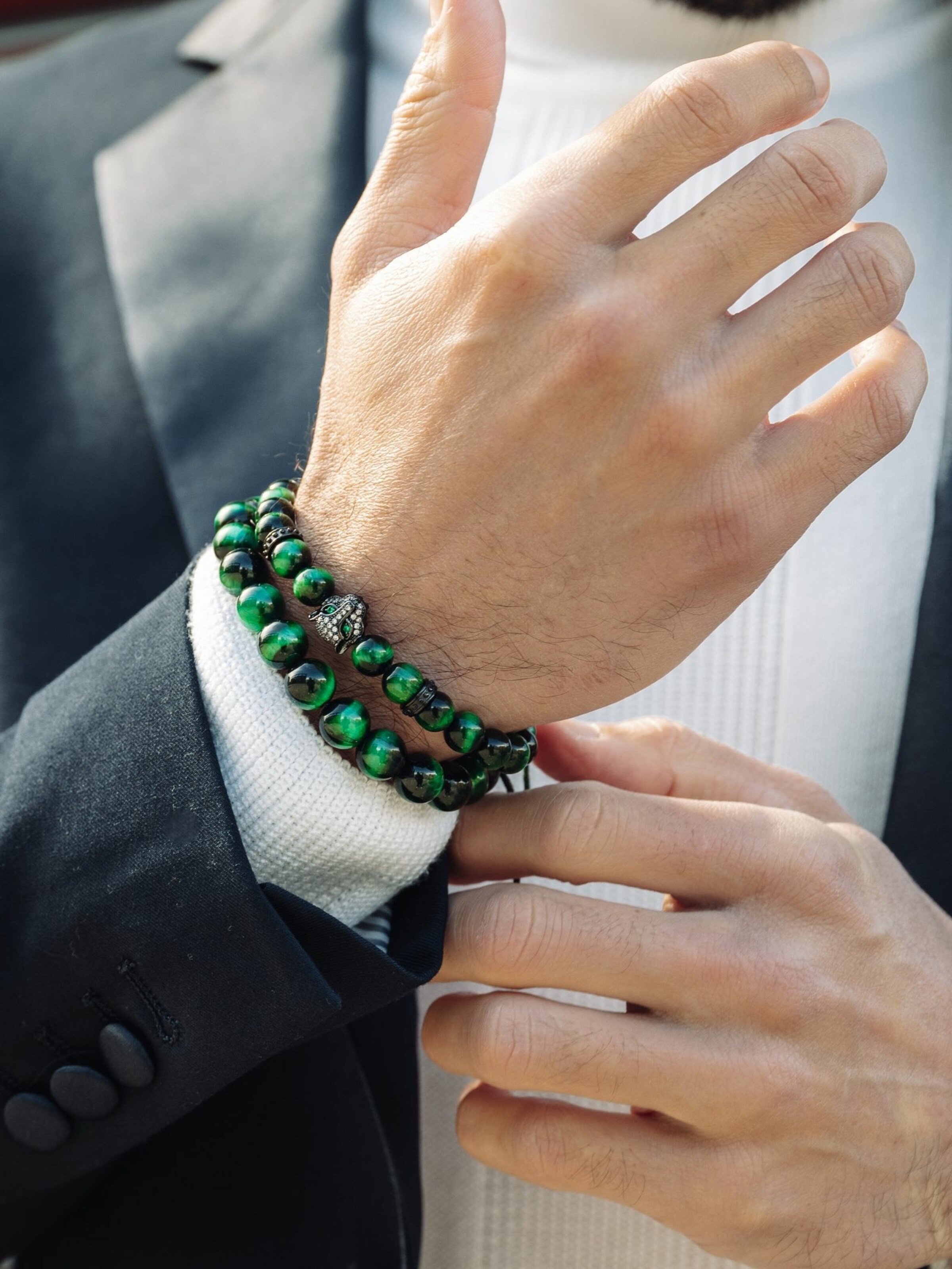 GT Collection Armband 'Leopard Head' in Groen