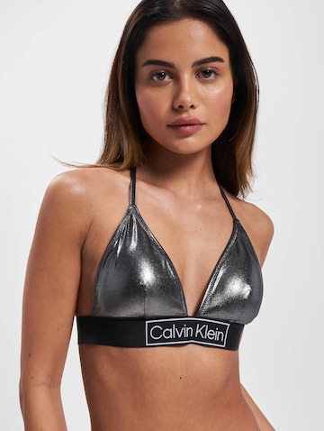 Calvin Klein Swimwear Triangle Bikini Top in Black: front