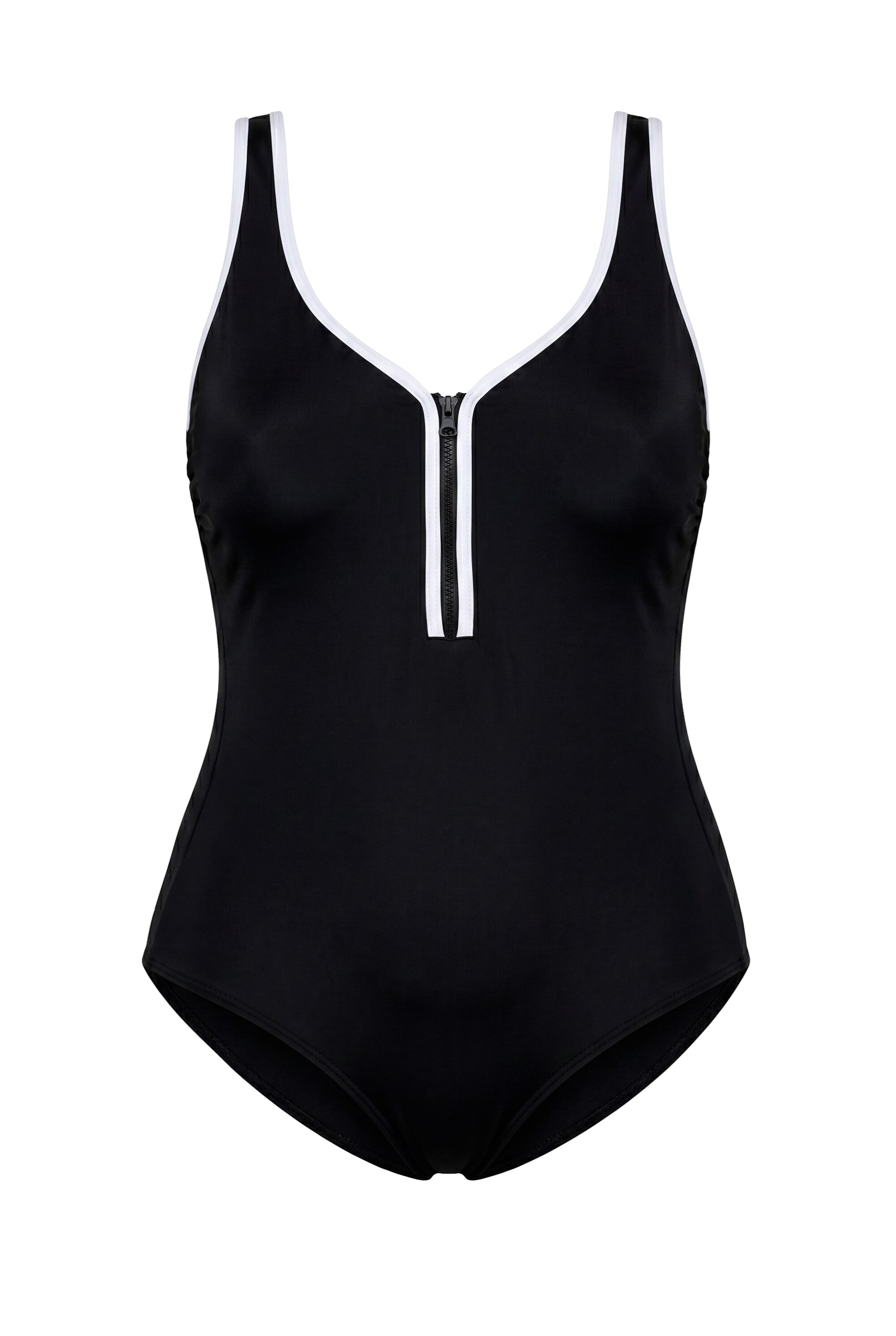 Ulla Popken Bustier Badeanzug in Schwarz: Vorderseite