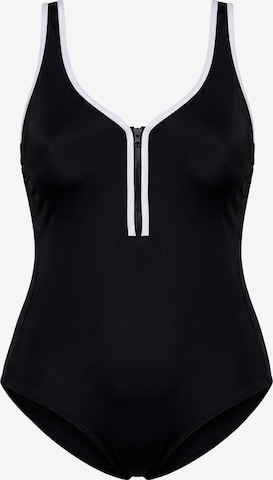 Ulla Popken Bustier Badeanzug in Schwarz: Vorderseite