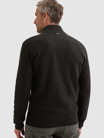 VANGUARD Gebreid vest 'Bonded cotton cardigan with allover textured pattern' in Zwart
