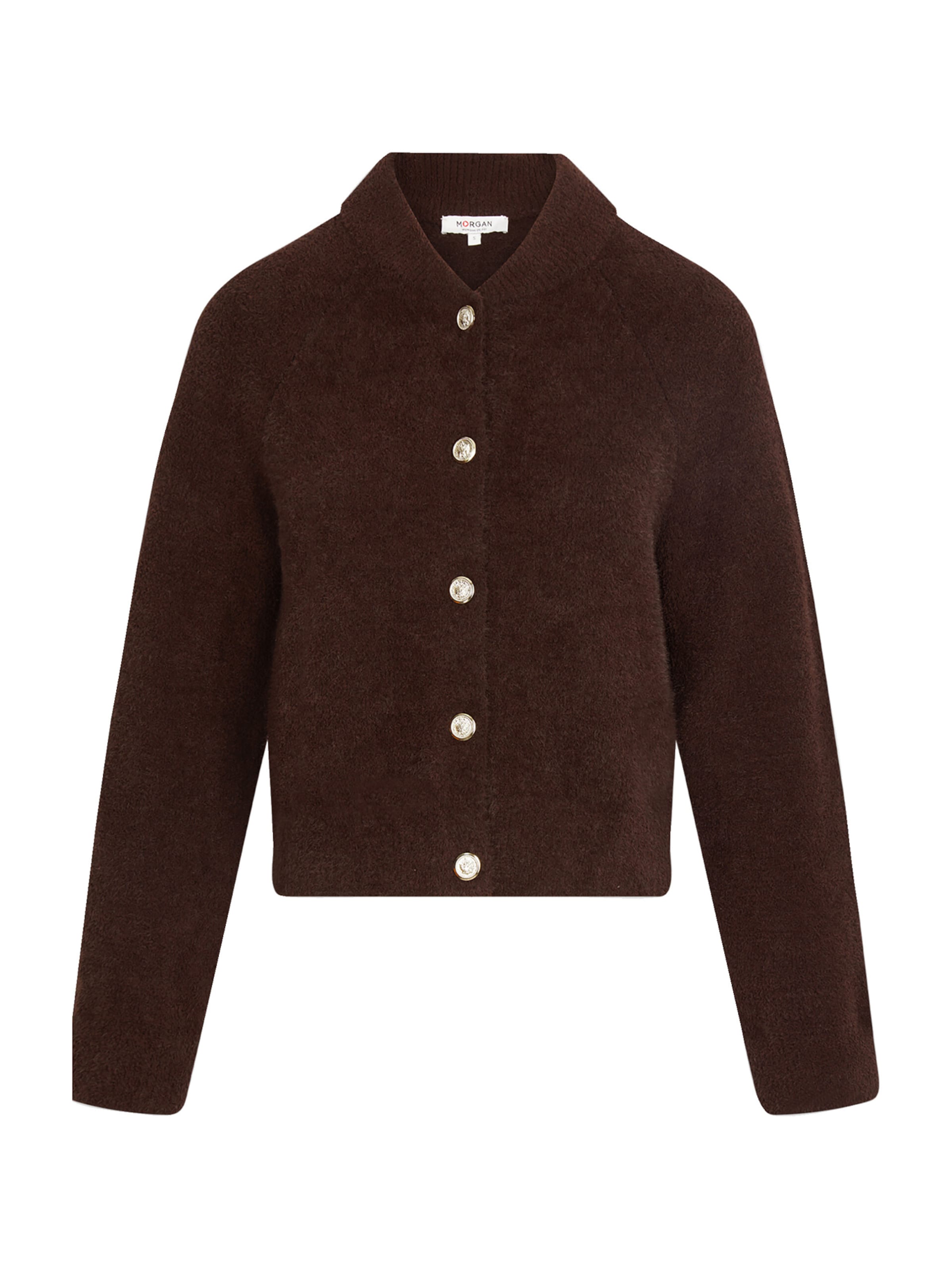 Morgan Knit Cardigan in Brown: front