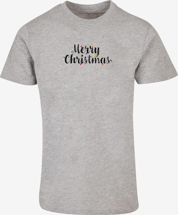 Merchcode T-Shirt 'Merry Christmas Lights' in Grau: predná strana