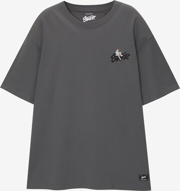 Pull&Bear T-shirt 'MC NATURAL MUSIC' i grå: framsida