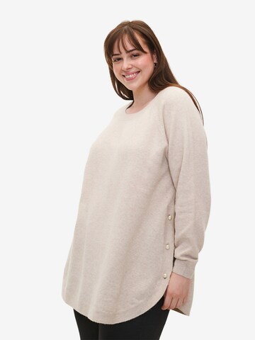 Zizzi Pullover 'CASUNNY' in Beige: predná strana