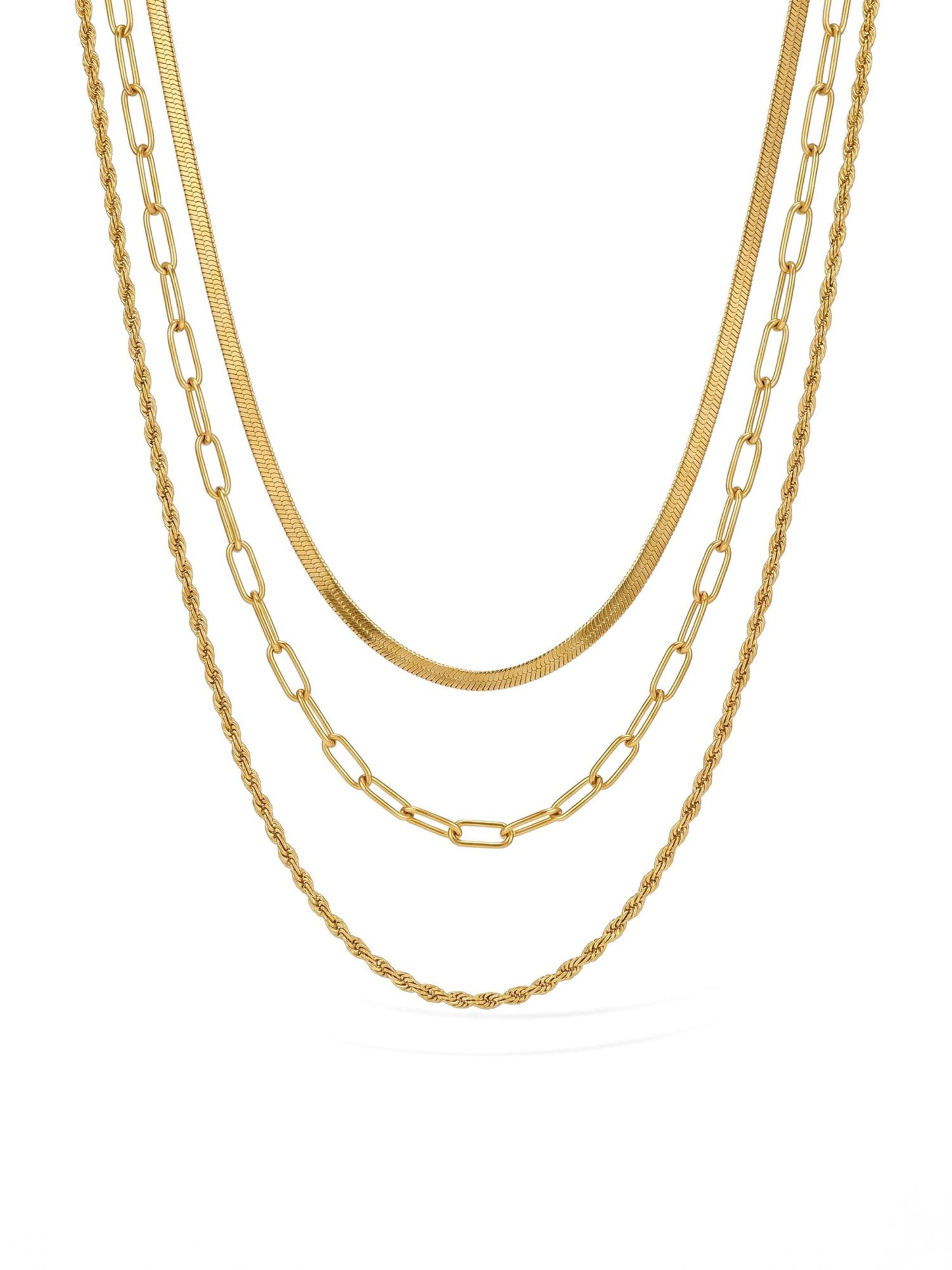Nemomatheo Kette 'Kette Trio Luxe – Elegantes Dreierkettenset'‌‌‌‌‌‌‌‌‌ in Gold: Vorderseite