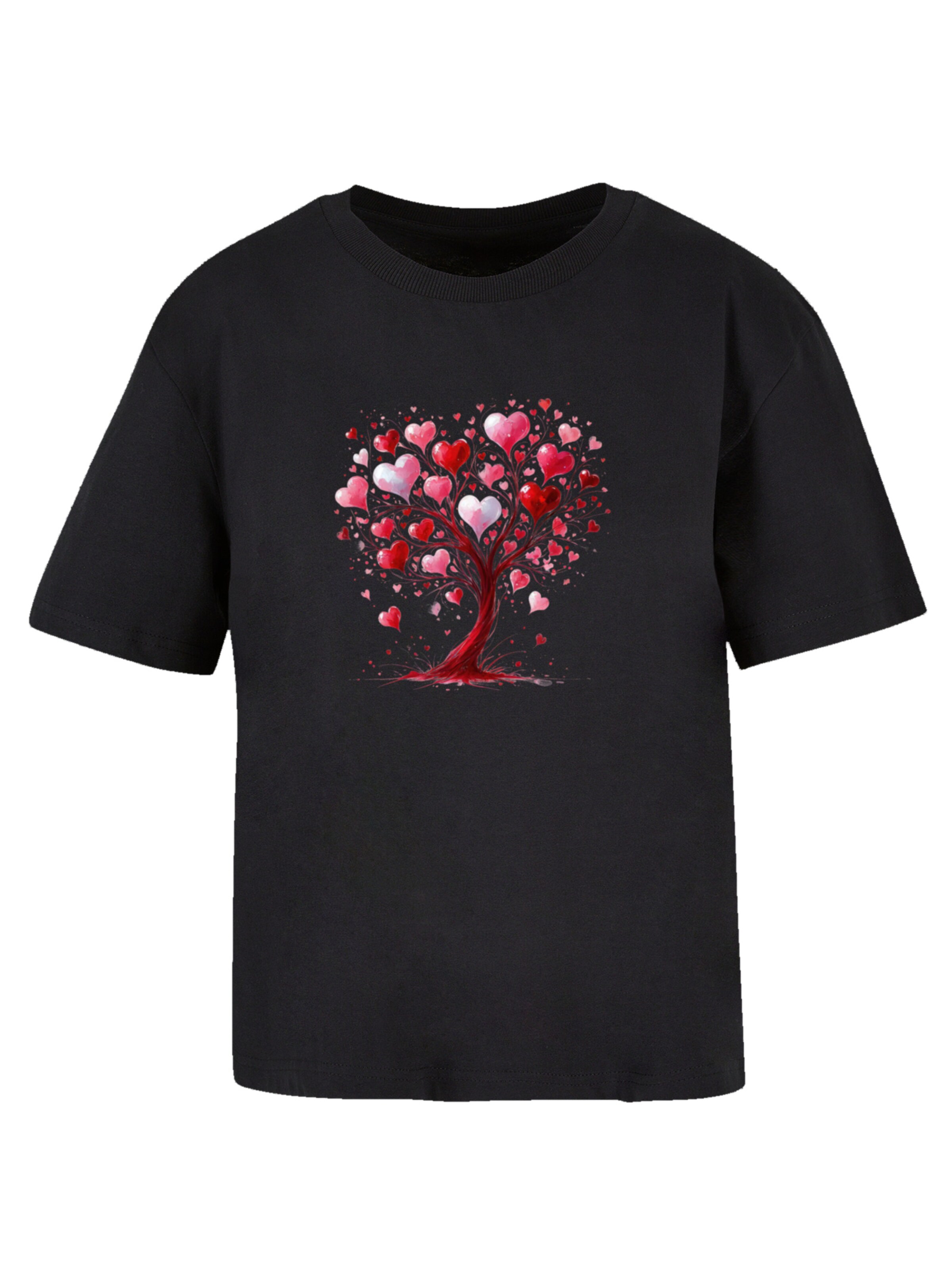 F4NT4STIC Shirt 'Herz Baum Aquarell Druck' in Black: front