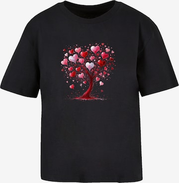 T-shirt 'Herz Baum Aquarell Druck' F4NT4STIC en noir : devant