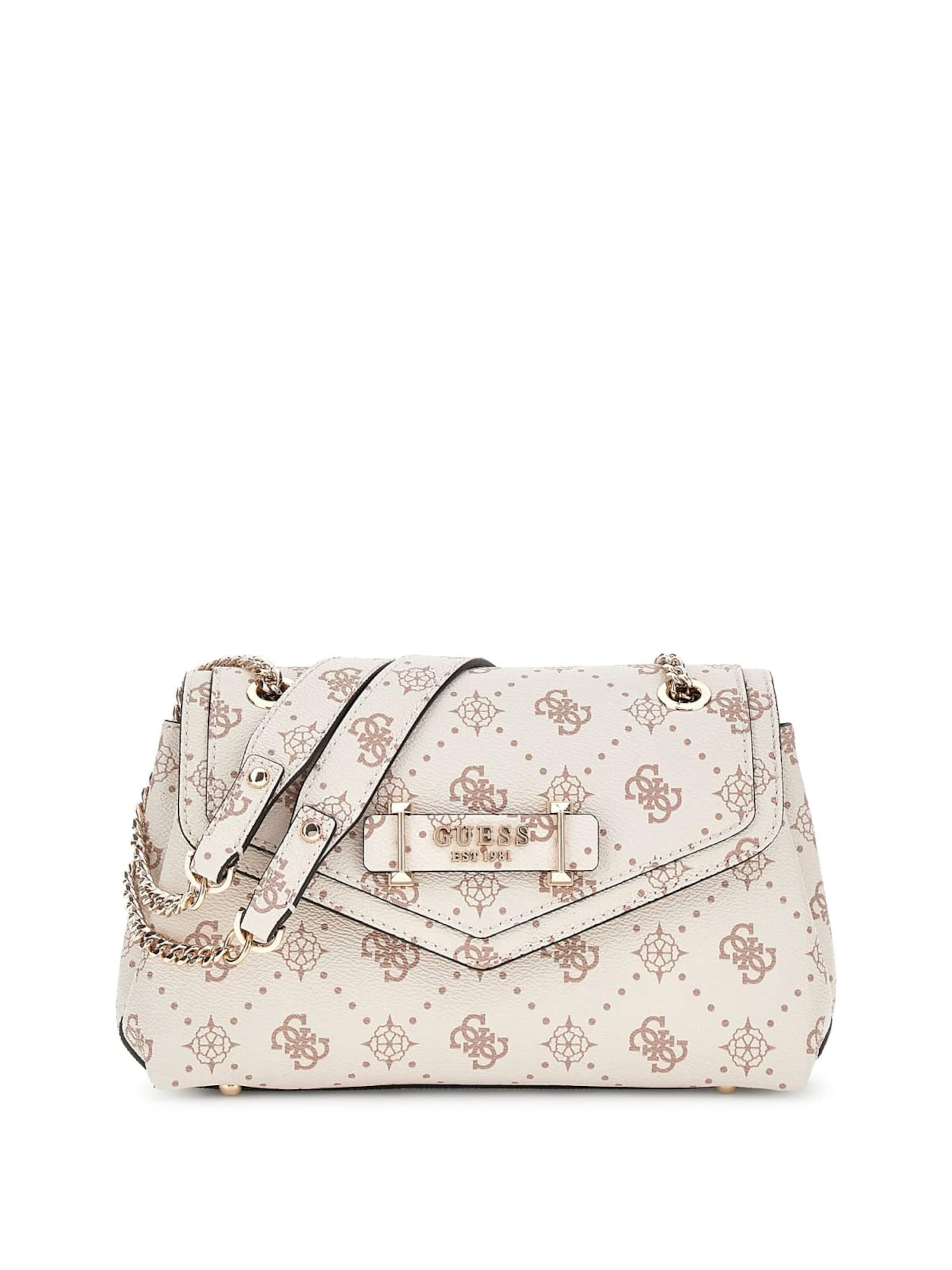 GUESS - Bolso de hombro 'Guess Sac BandouliÃ¨re Silia Girlfriend Sat Vanilla Logo GP989021' en blanco: frente