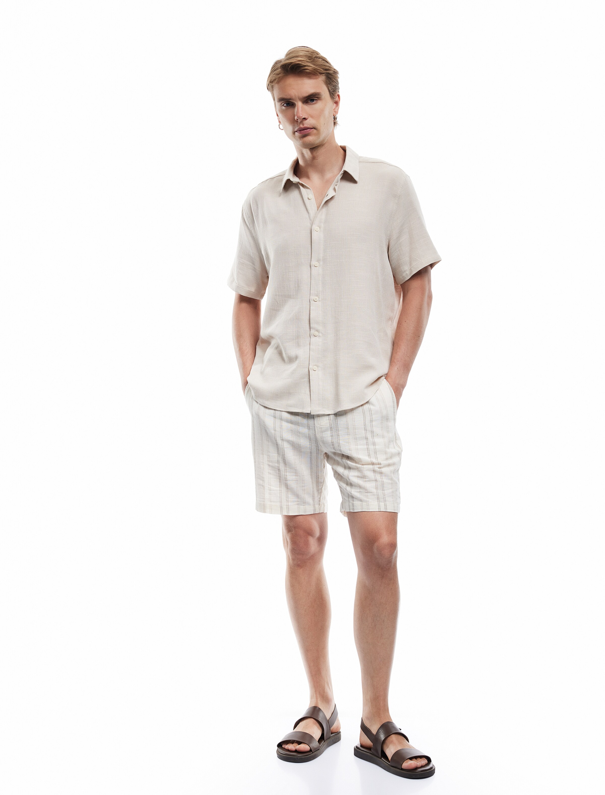 Koton Comfort fit Button Up Shirt in Beige