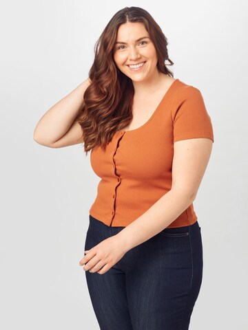 ABOUT YOU Curvy - Camisa 'Samara' em castanho: frente