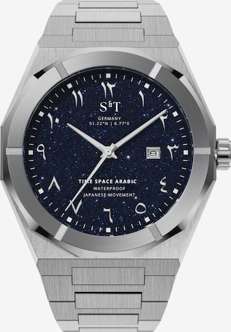 S&T Design Analog Watch 'TIME SPACE ARABIC' in Silver: front