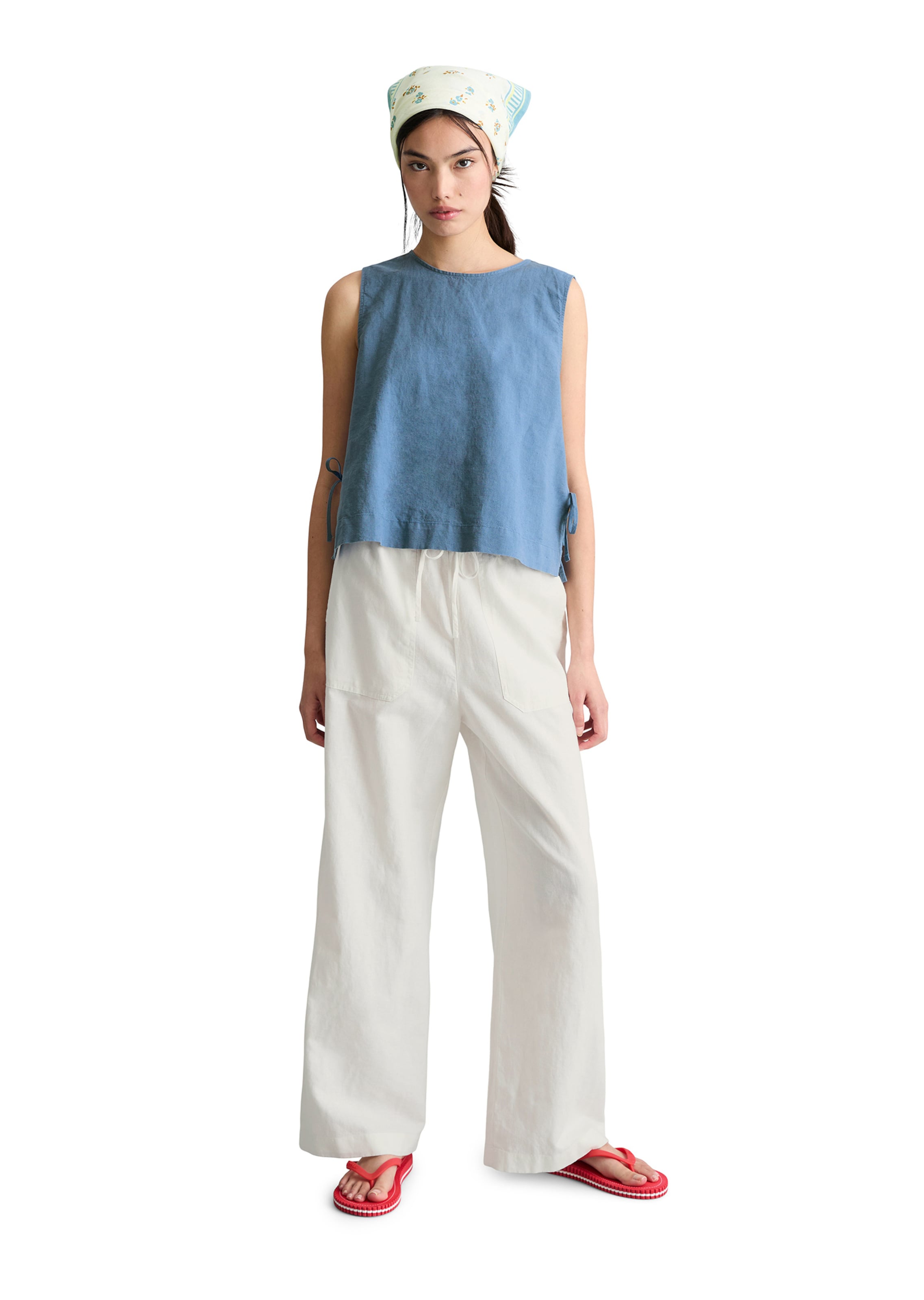 Marc O'Polo DENIM Wide Leg Hose in Weiß: Vorderseite