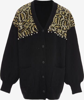 IMANE Knit Cardigan in Black: front