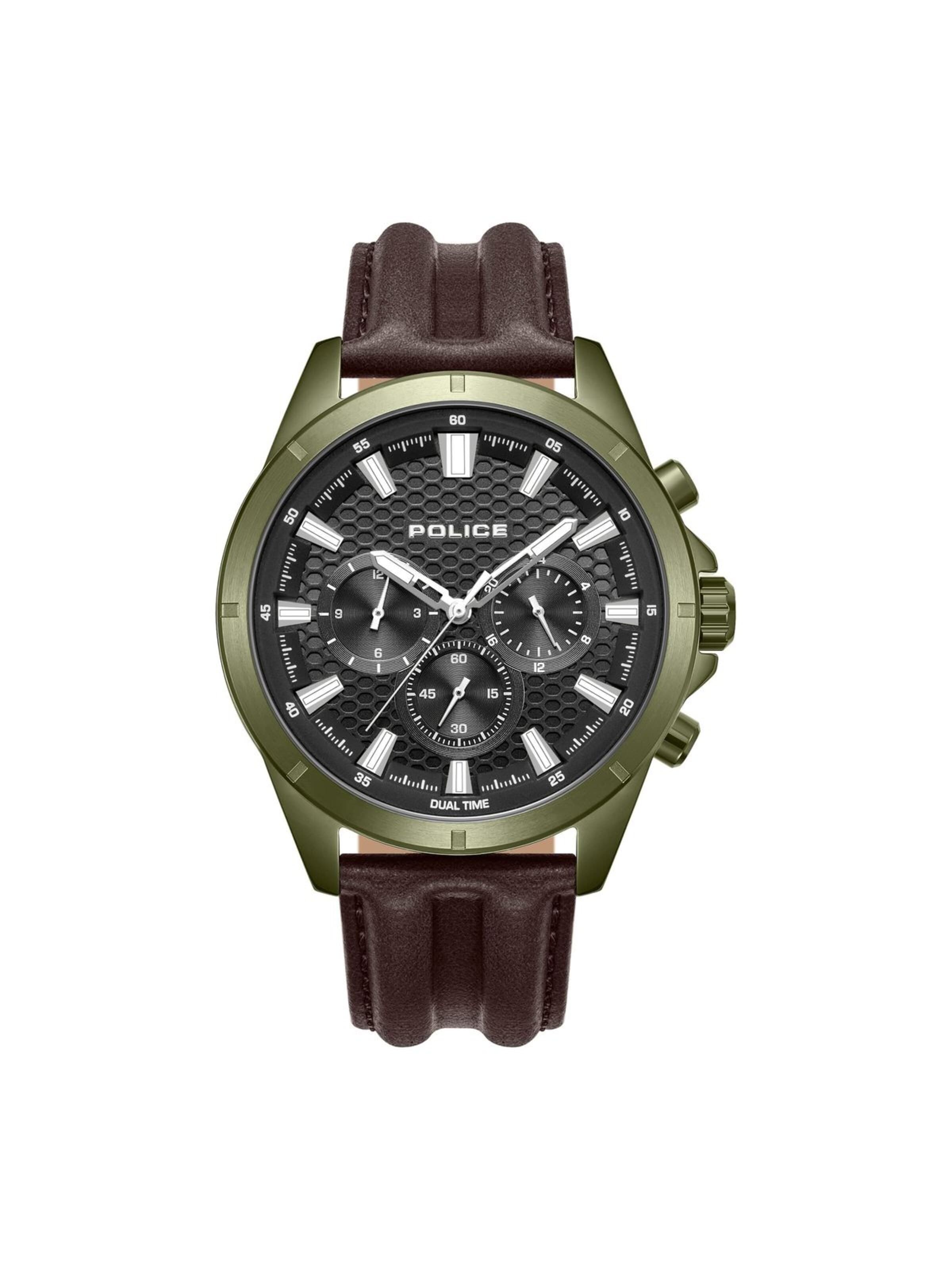 Montre à affichage analogique POLICE en vert : devant