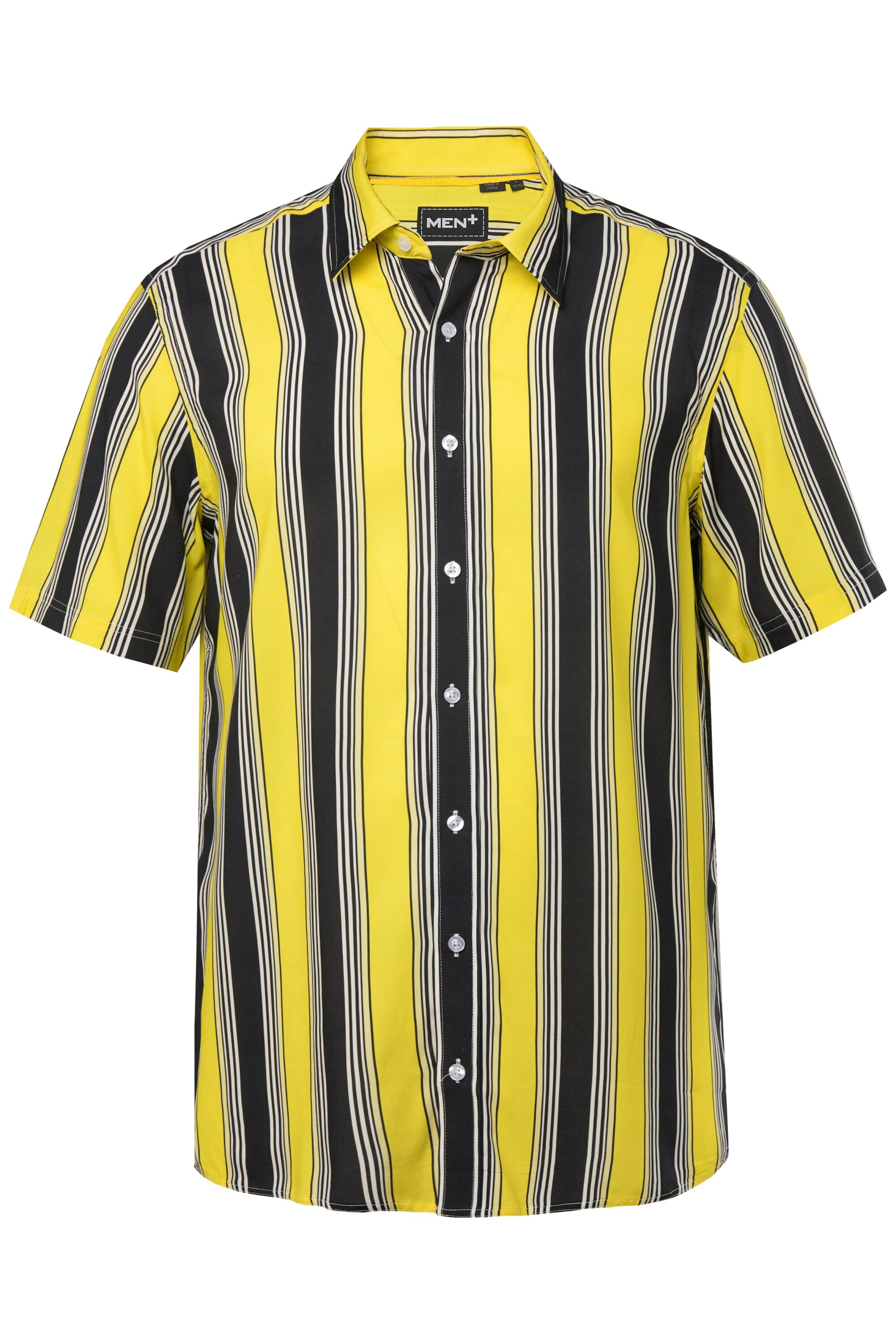 Men Plus Button Up Shirt in Yellow: front