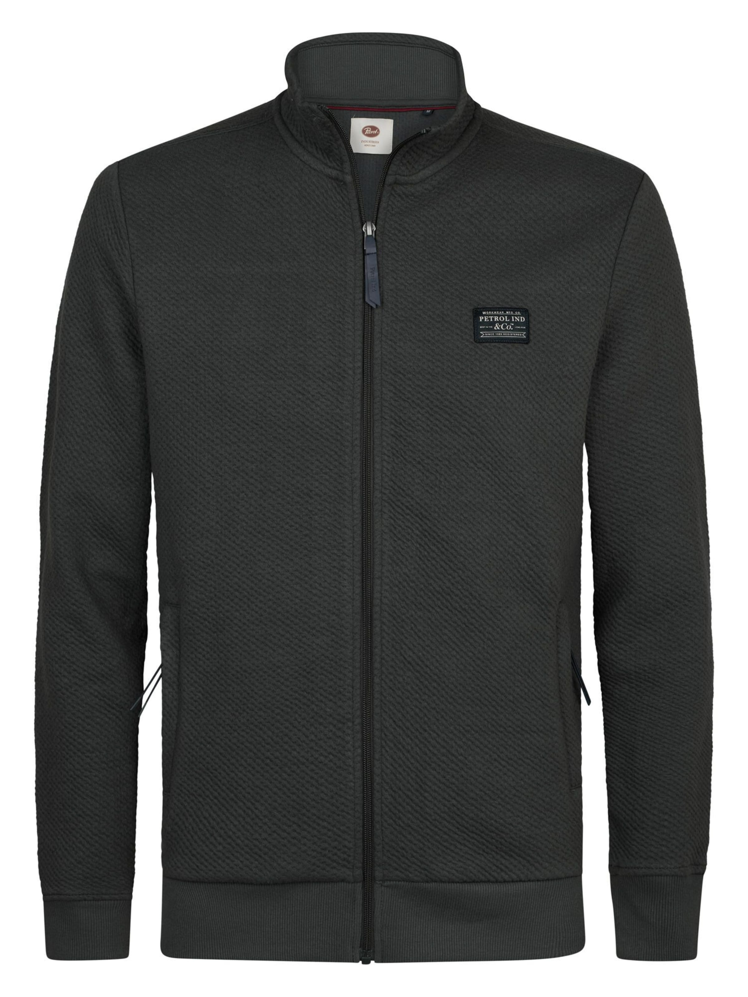 Petrol Industries - Sudadera con cremallera en negro: frente