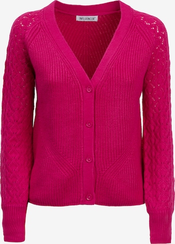 rozā Influencer Adīta jaka: no priekšpuses