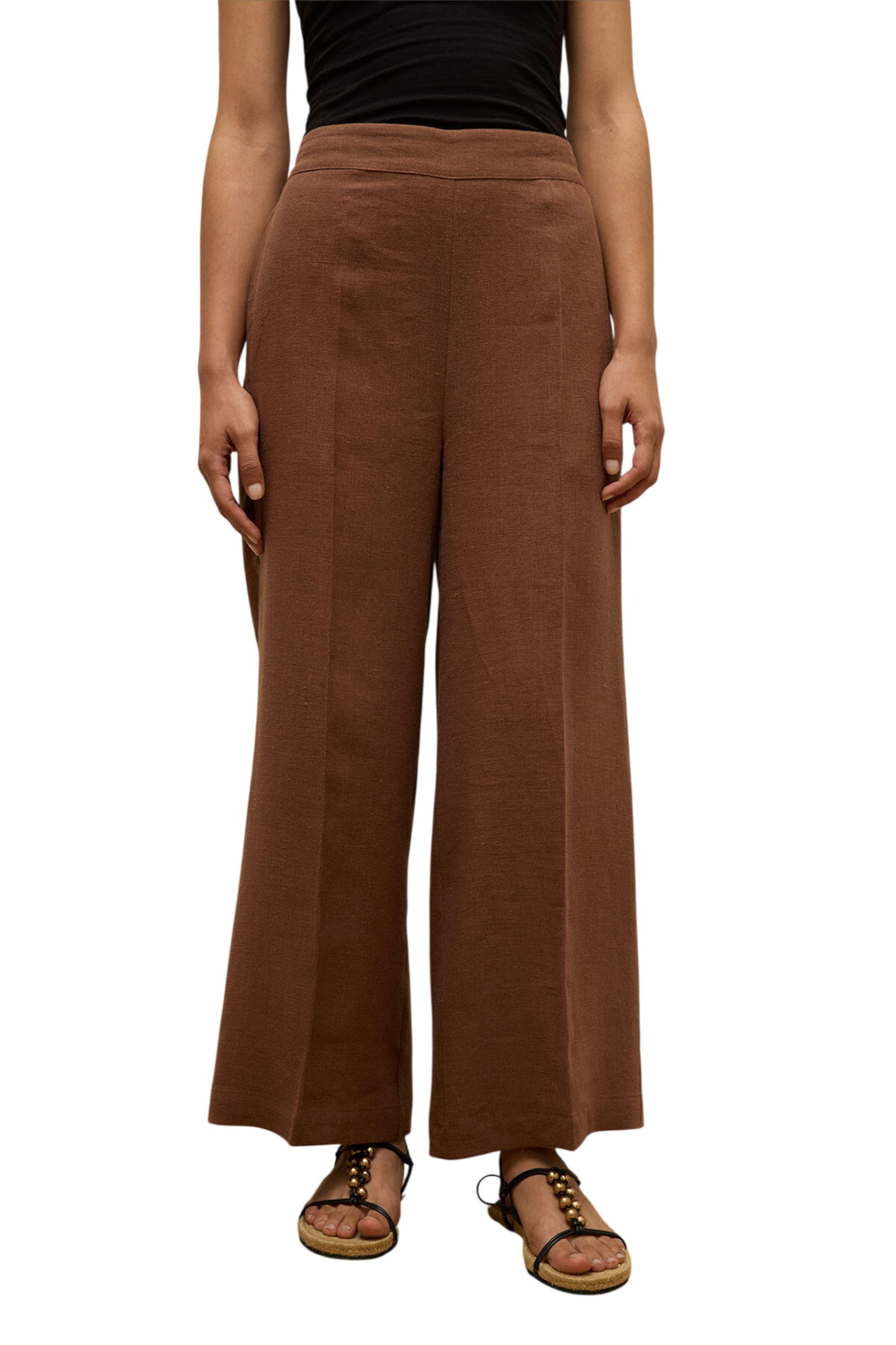 MANUKA Wide leg Broek in Bruin