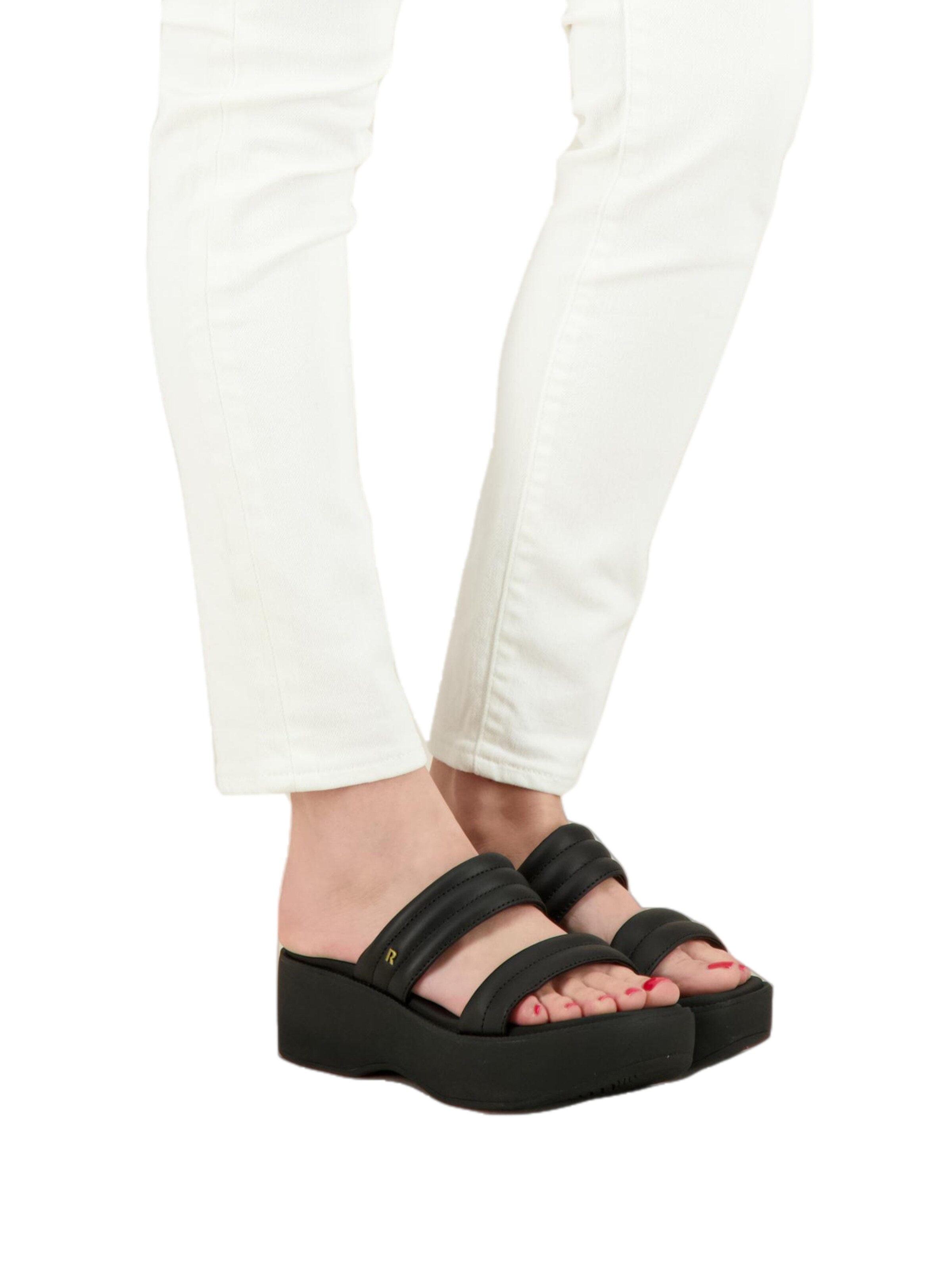 REEF Pantolette 'Lofty Lux Hi' in Schwarz: Vorderseite