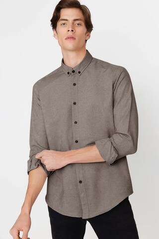 Trendyol Regular fit Button Up Shirt in Brown: front