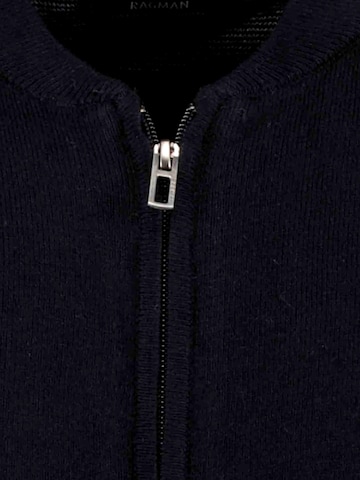 Ragman Gebreid vest 'Baseball' in Zwart