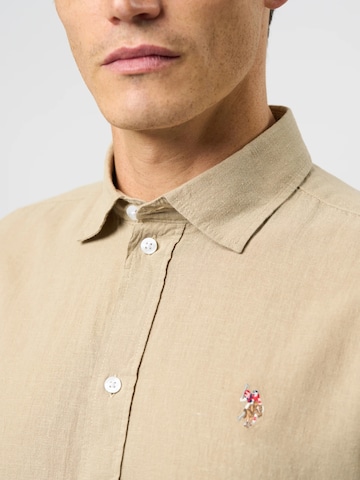 U.S. POLO ASSN. Regular Fit Hemd 'Bolt' in Beige