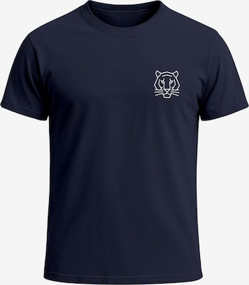 Neverless Shirt 'Polygon Tiger' in Blau: Vorderseite