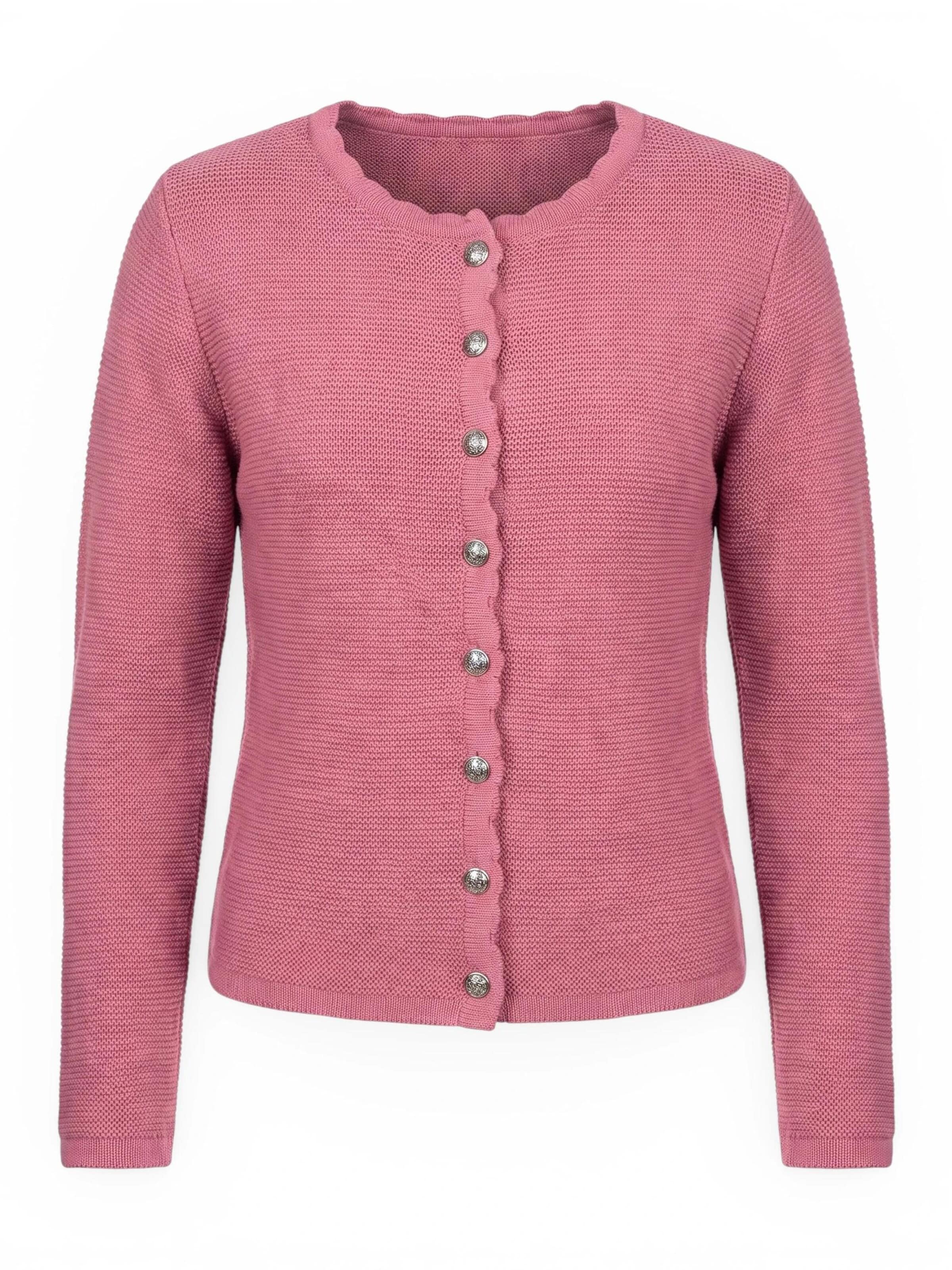 Trachtl Knit cardigan 'Trachtenjacke Rose' in Pink: front