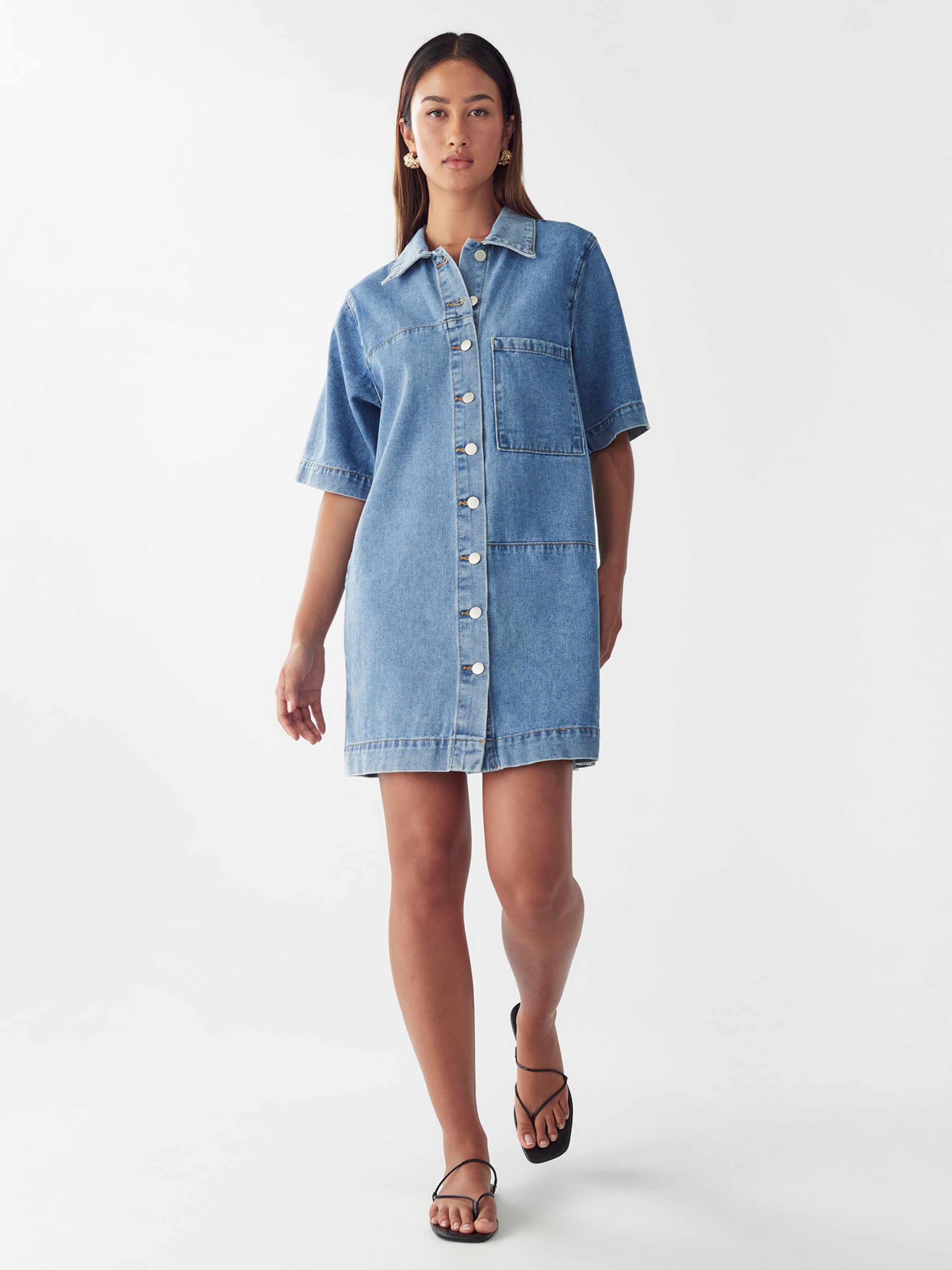 St MRLO Blousejurk 'DENIM SHIRT DRESS' in Blauw