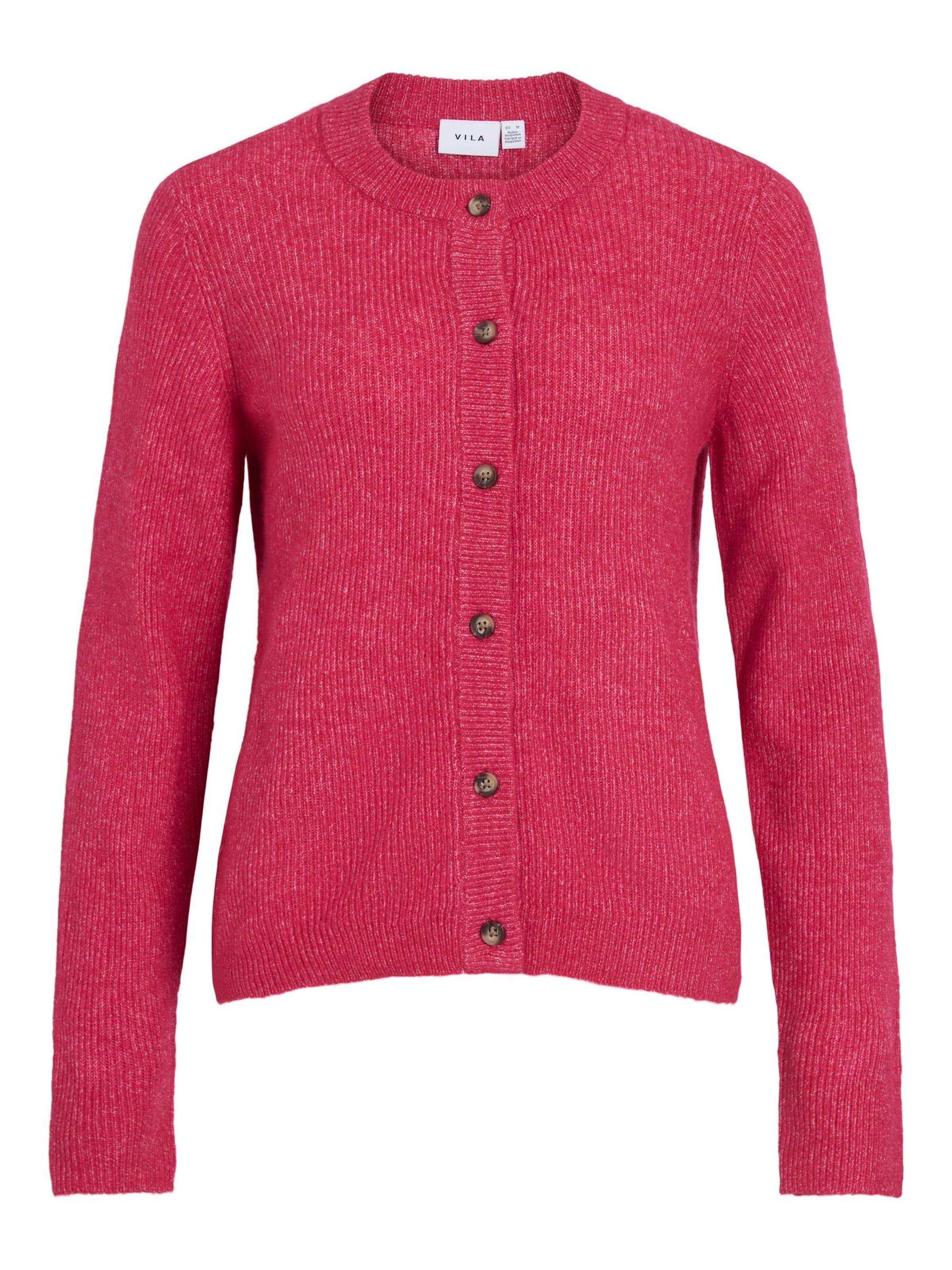 VILA Knit Cardigan 'VIVIOLI' in Pink: front