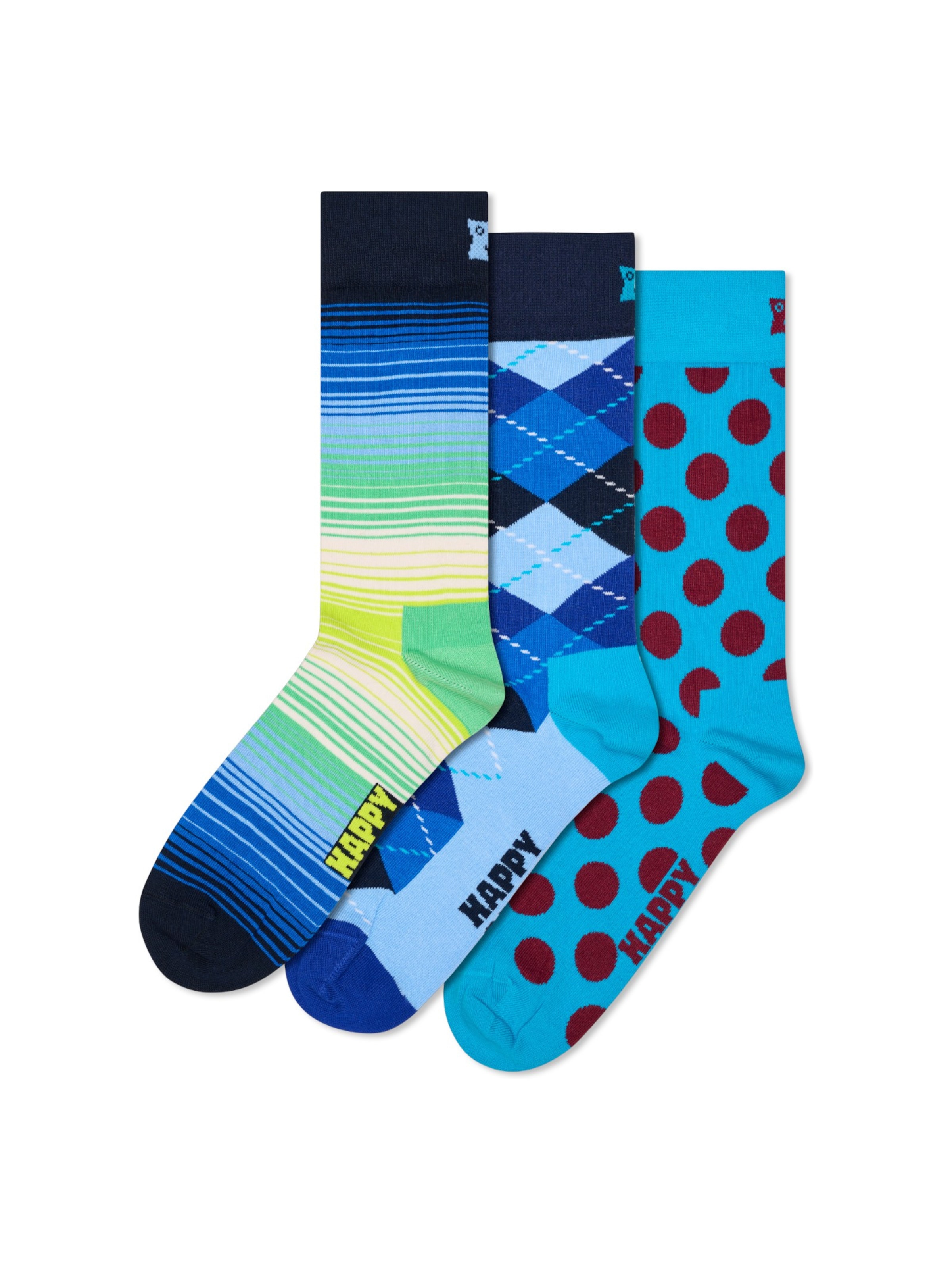 Happy Socks Socken '3-Pack Geometric Socks' in Blau: Vorderseite