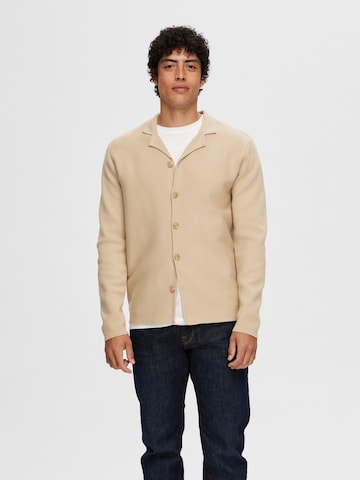 SELECTED HOMME Knit Cardigan 'MILO' in Beige: front