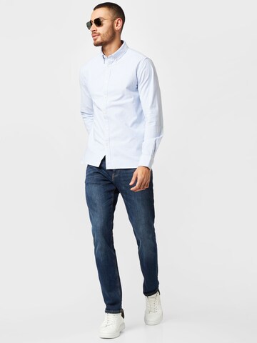 KnowledgeCotton Apparel Regular fit Button Up Shirt in Blue