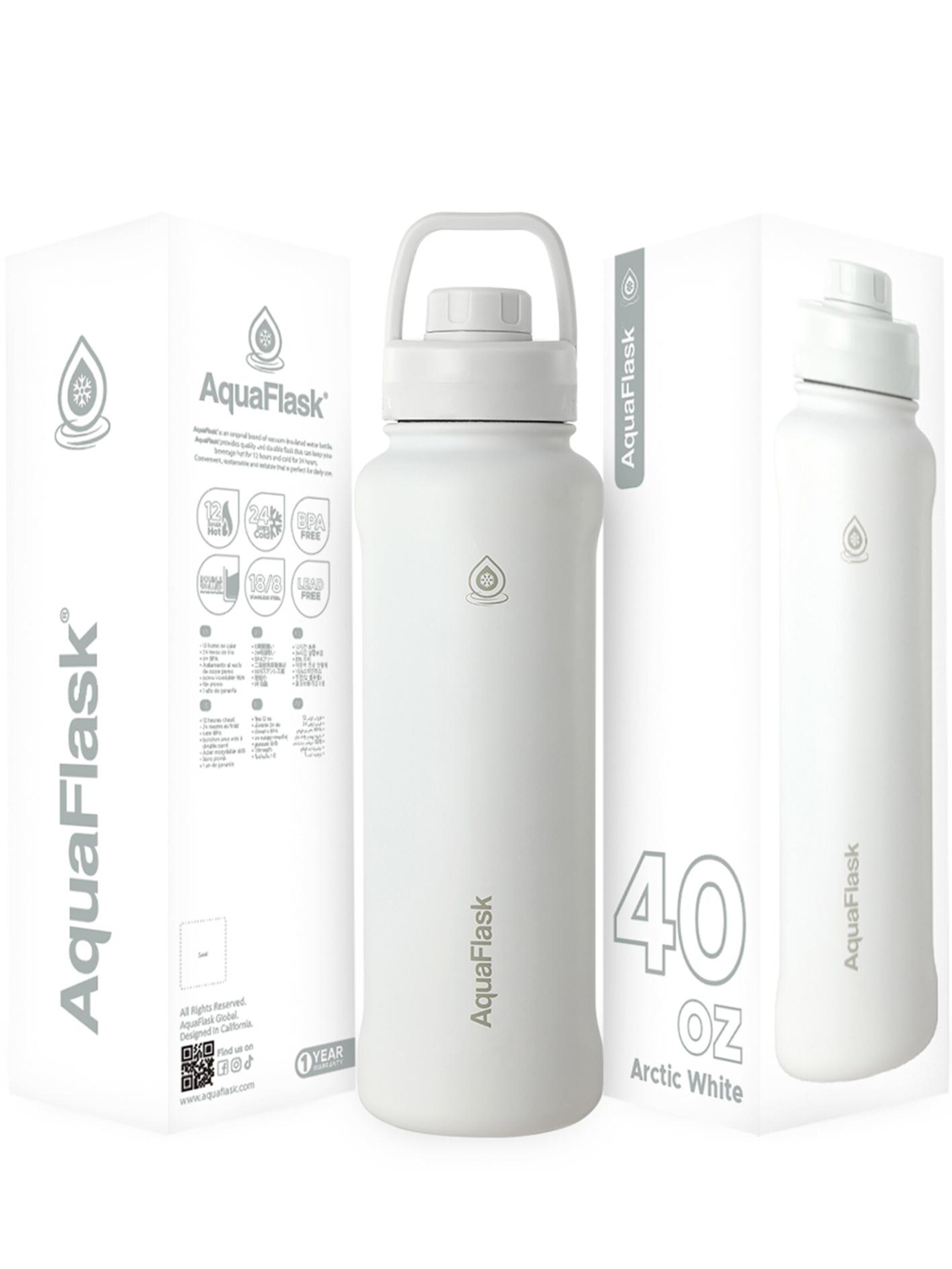 AquaFlask Láhev na vodu 'AquaFlask Termoláhev REGULAR+ 1,18l' – bílá