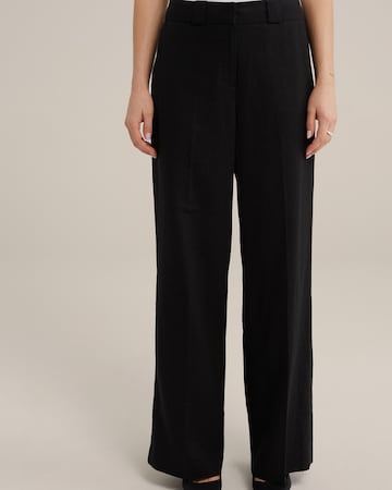 WE Fashion - Pierna ancha Pantalón de pinzas en negro: frente