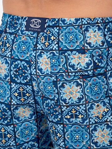 HOM Zwemshorts ' Beach Boxer Maiolica ' in Blauw