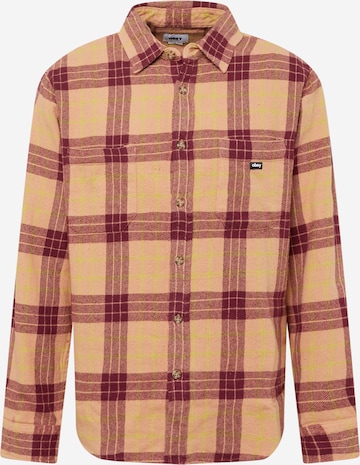 Obey Regular fit Button Up Shirt 'ARNOLD' in Brown: front