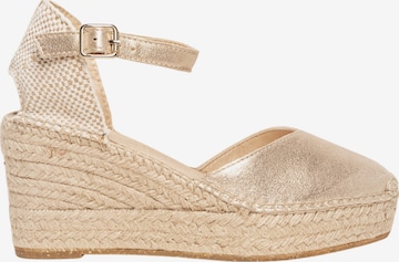 Alhamas Sandaal 'Alpargata Cuña 8 cm' in Goud: voorkant