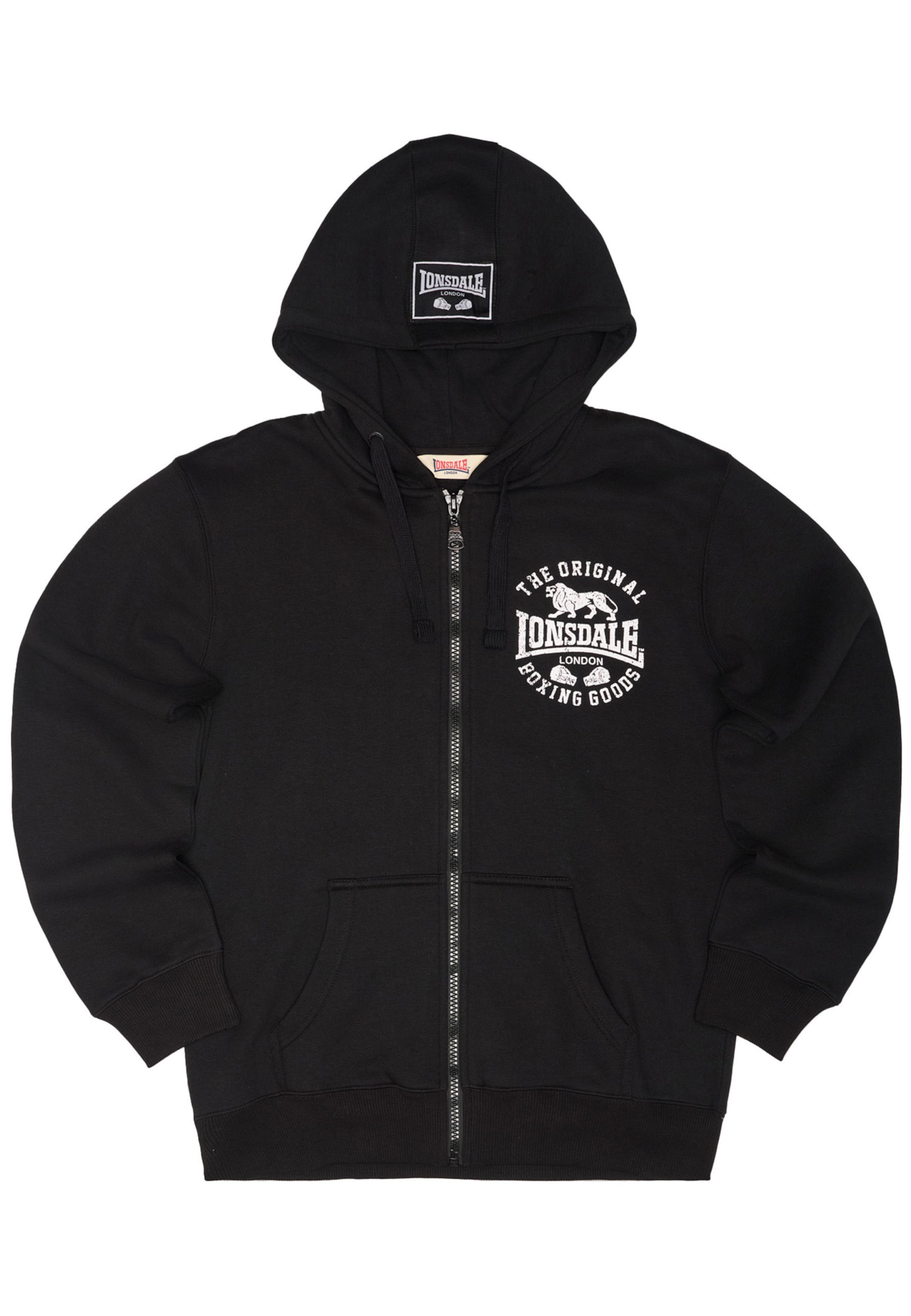 LONSDALE - Sudadera con cremallera 'Seghill' en negro: frente