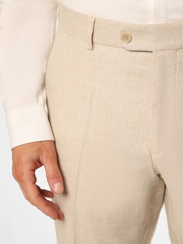 CARL GROSS Regular Pleat-Front Pants 'Shiver-G' in Beige