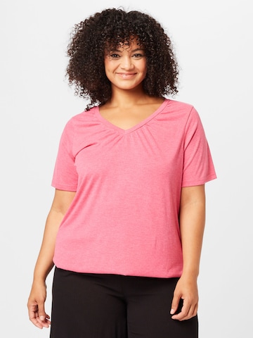 Zizzi T-Shirt 'LONE' in Pink: predná strana
