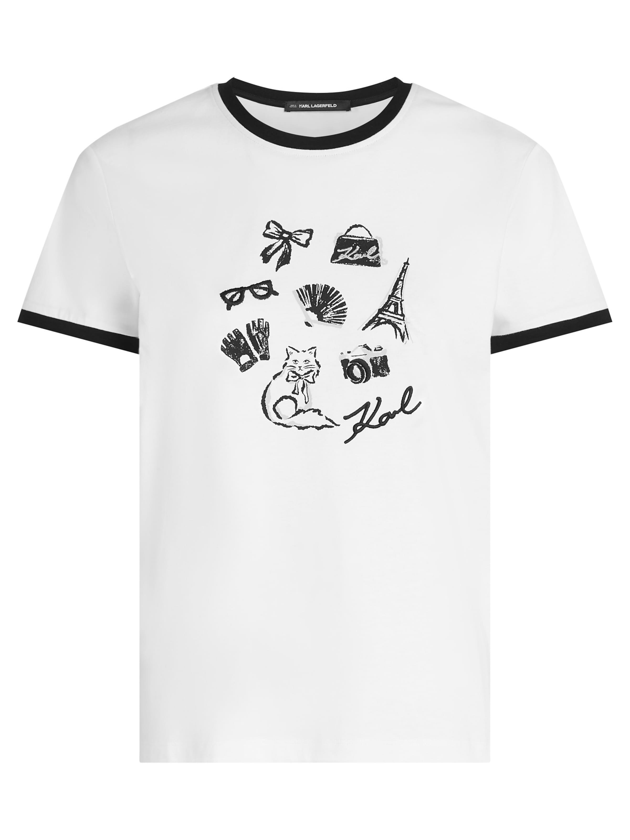 Karl Lagerfeld Tričko 'Charms' - čierna / biela, Produkt