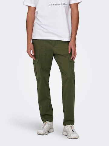 Only & Sons tavaline Klapptaskutega püksid 'LUC', värv roheline
