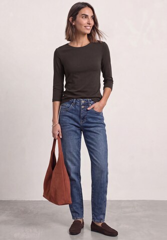 STREET ONE Basic T-Shirt mit 3/4 Arm in Braun