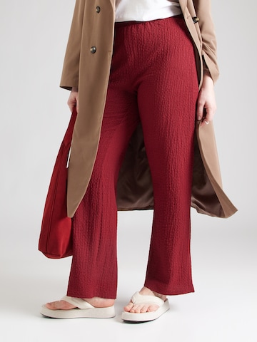 PIECES Curve Широкий Штаны 'PCJAMAL' в Красный: спереди